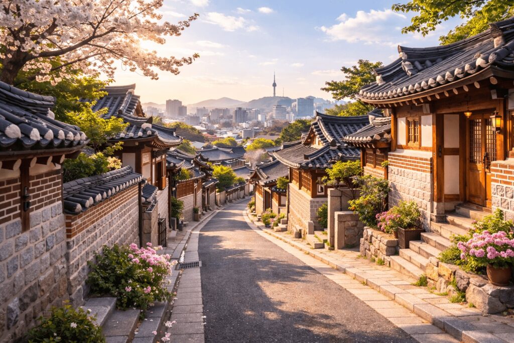 Traditional Korean hanok house exterior in Bukchon Gahoe-dong Seoul
