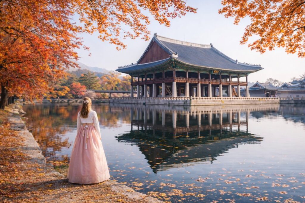 gyeongbokgung palace autumn maple trees