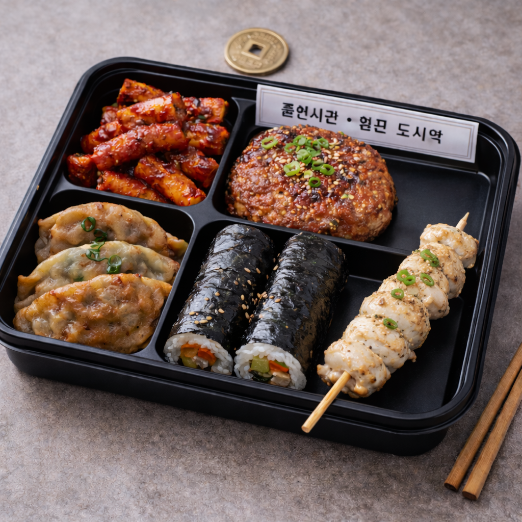 Yeopjeon coin lunchbox tray at Tongin Market Seoul