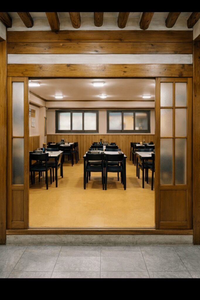 Dining room interior of Halmaejip Jokbal restaurant in Jongno Seoul
