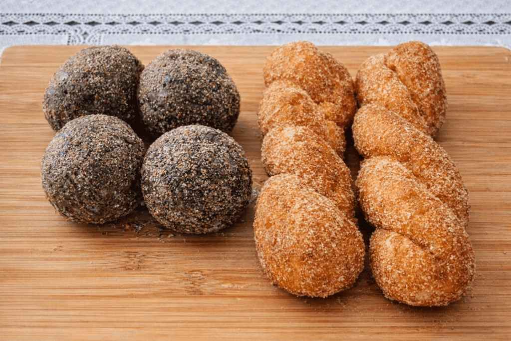 Chapssal kkwabaegi Korean twisted donut at Gwangjang Market Seoul