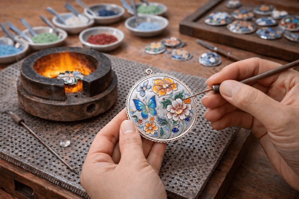 Traditional Korean chilbo enamel craft experience in Insadong Seoul