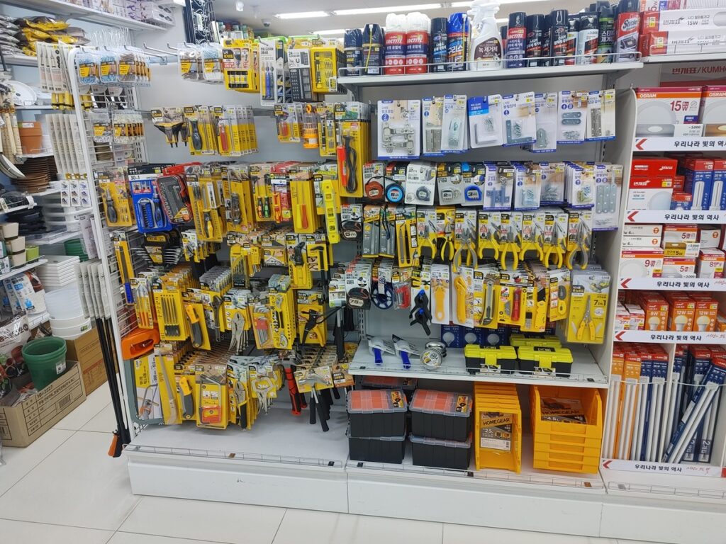 DIY tools and hardware products at Daiso Korea