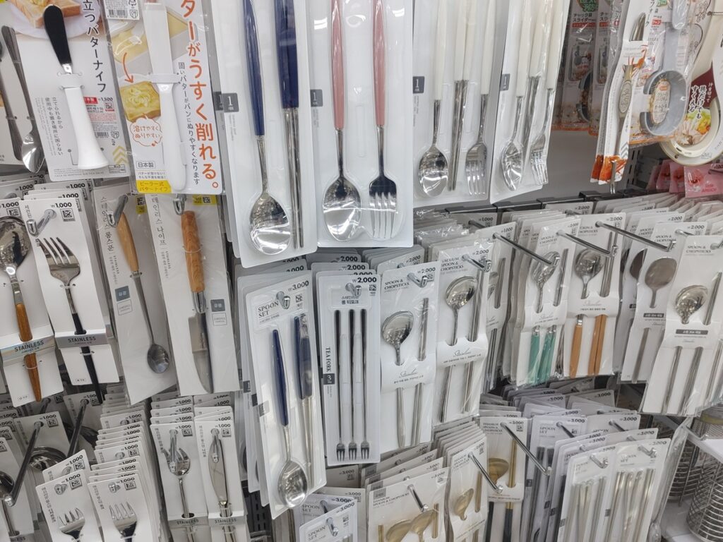 Kitchen tools and cookware at Daiso store in Korea