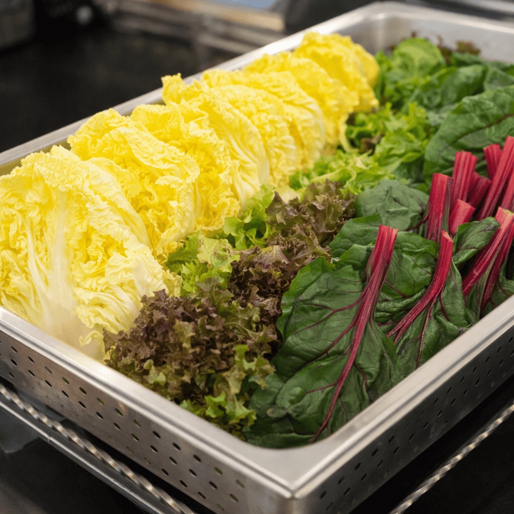 fresh vegetables and lettuce at korean lunch buffet jeonju bapcha jongno