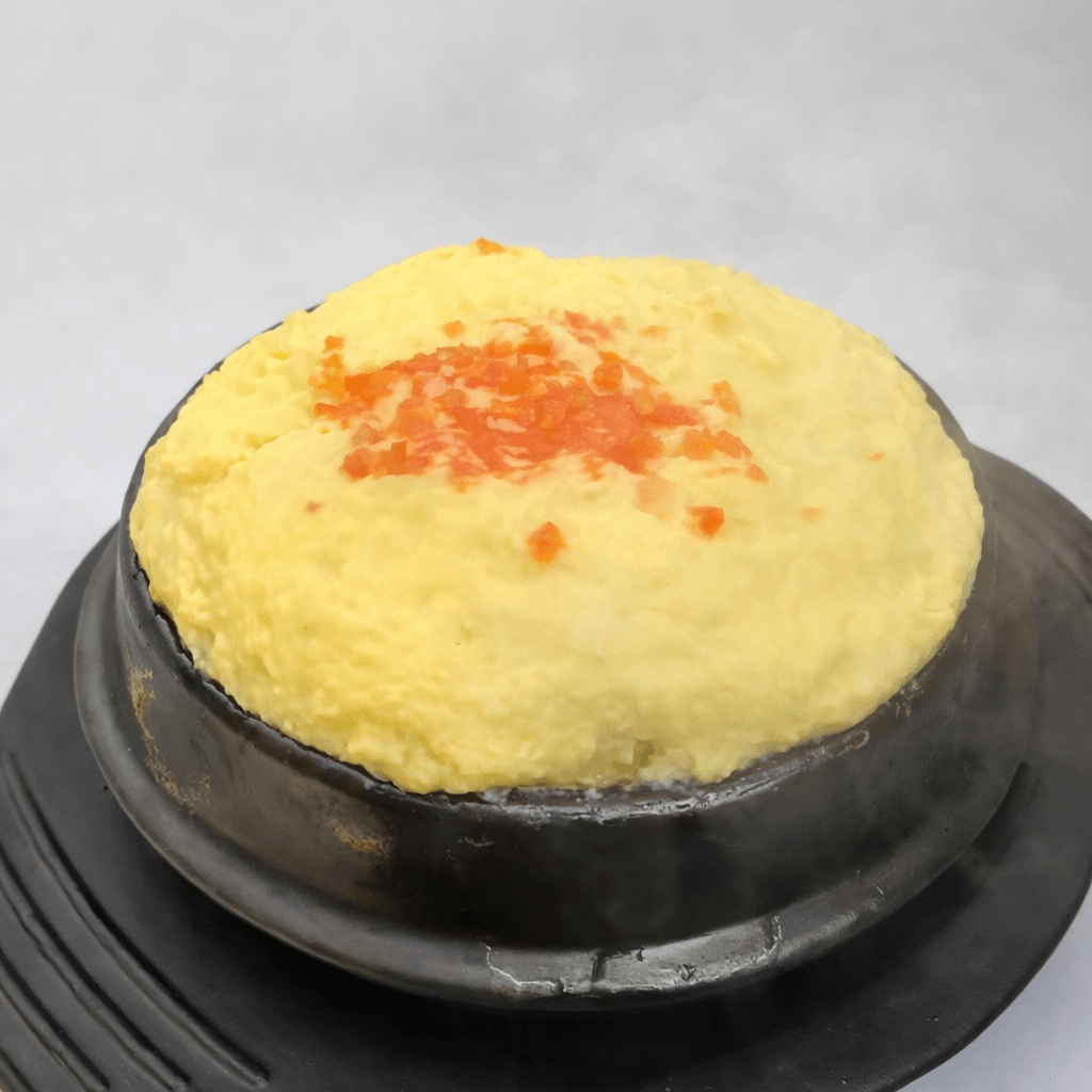 Korean steamed egg gyeran-jjim side dish at BBQ restaurant Jongno