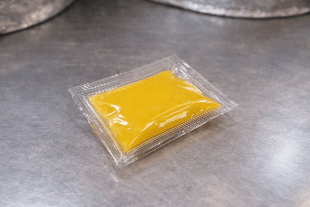 Mustard dipping sauce for mayak kimbap at Gwangjang Market Seoul