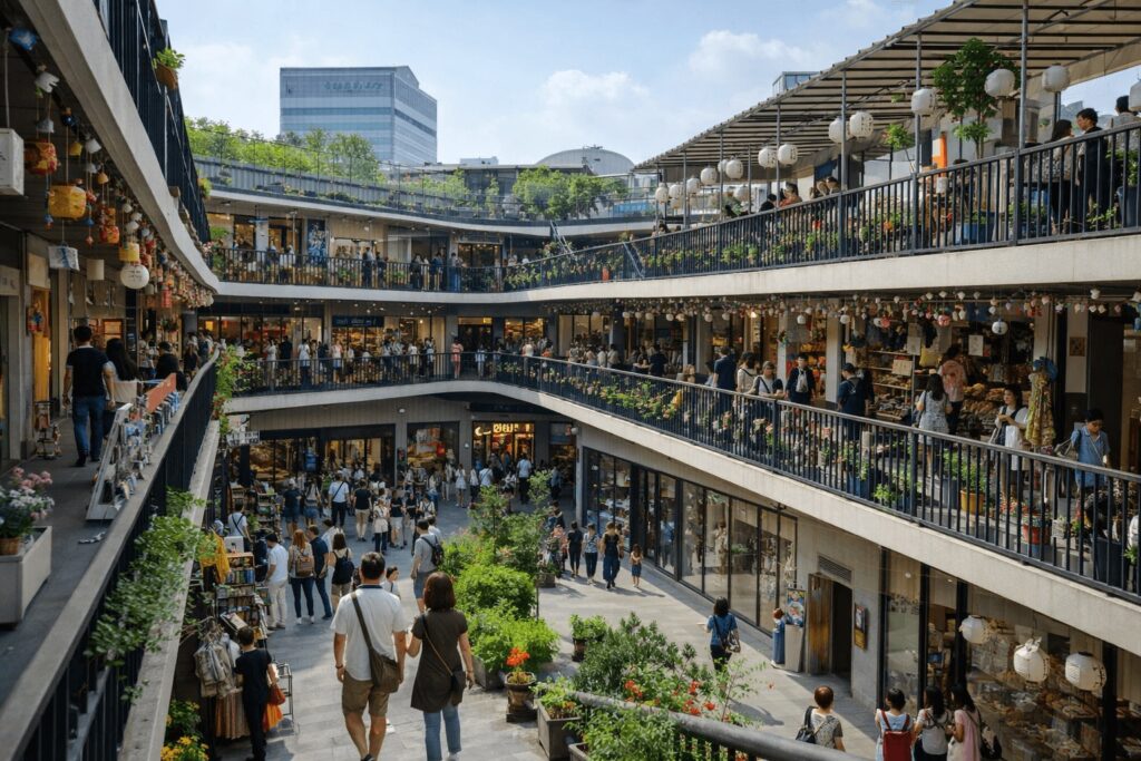 Ssamziegil cultural complex shopping and craft street in Insadong Seoul