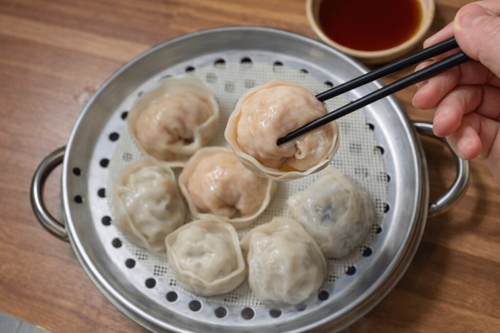 Steamed Korean dumplings at Chanyangjip meat and kimchi dumplings