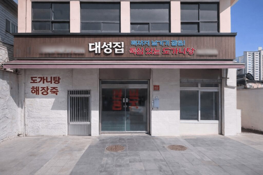 Exterior of Daeseongjip dogani tang restaurant in Jongno Seoul