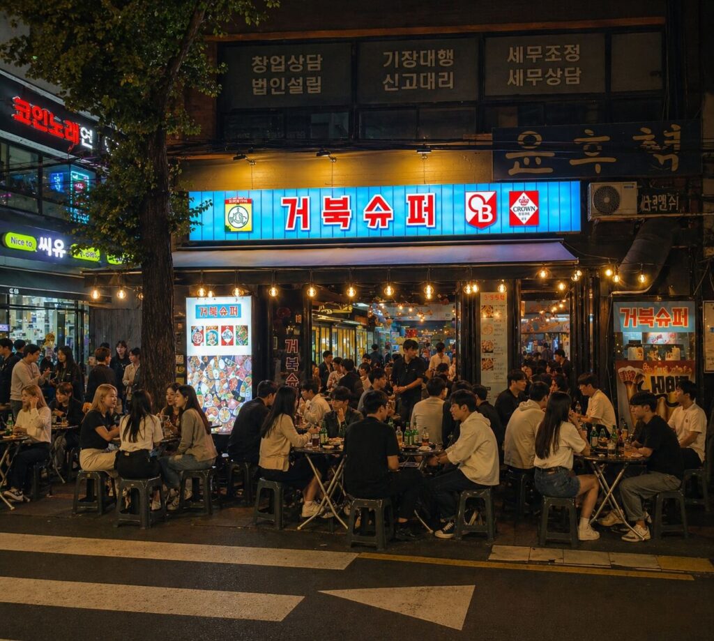 Geobuk Super outdoor drinking bar on Jongno 3-ga Pojangmacha Street