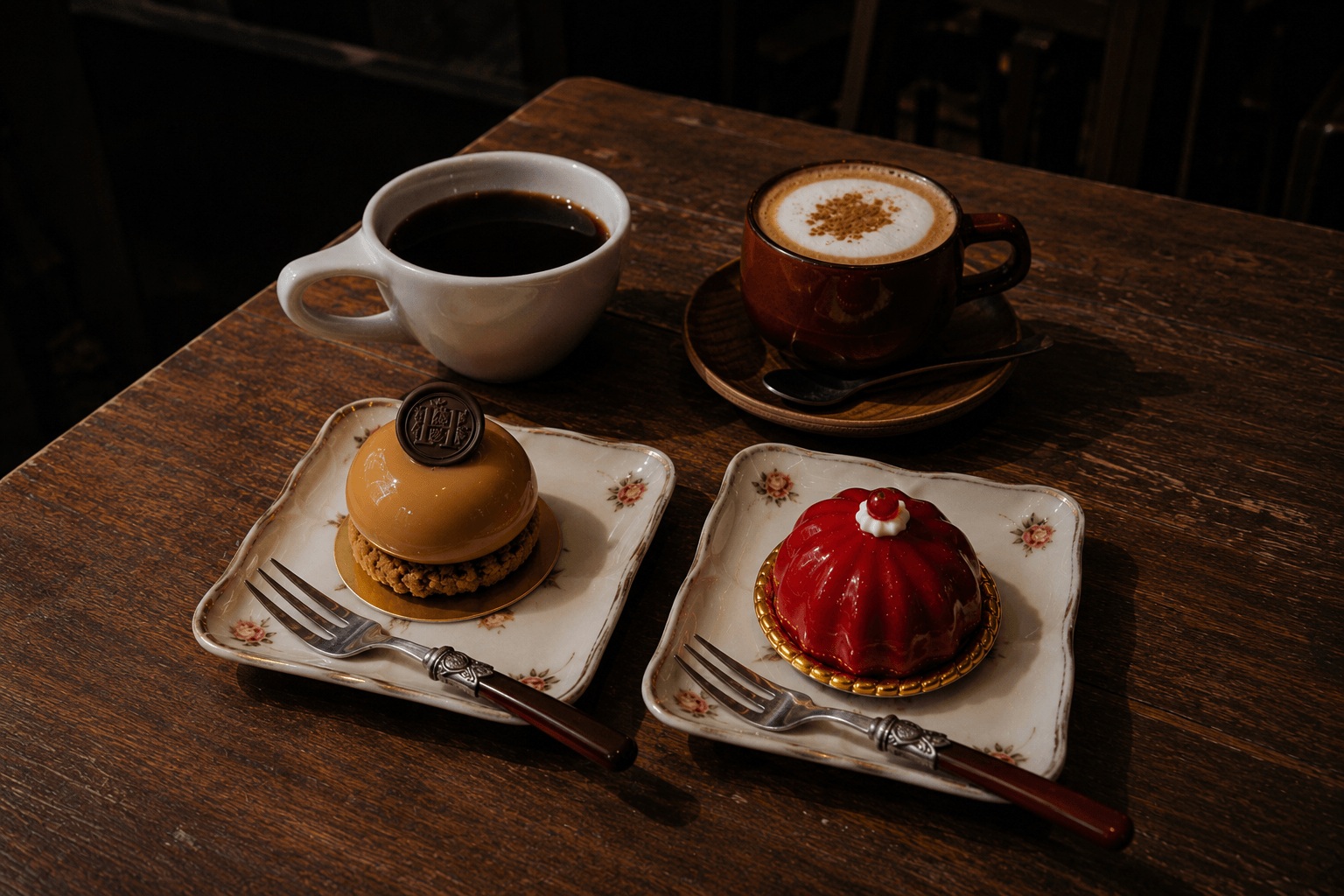 Dessert and coffee table at Coffee Hanyakbang Hyehwa