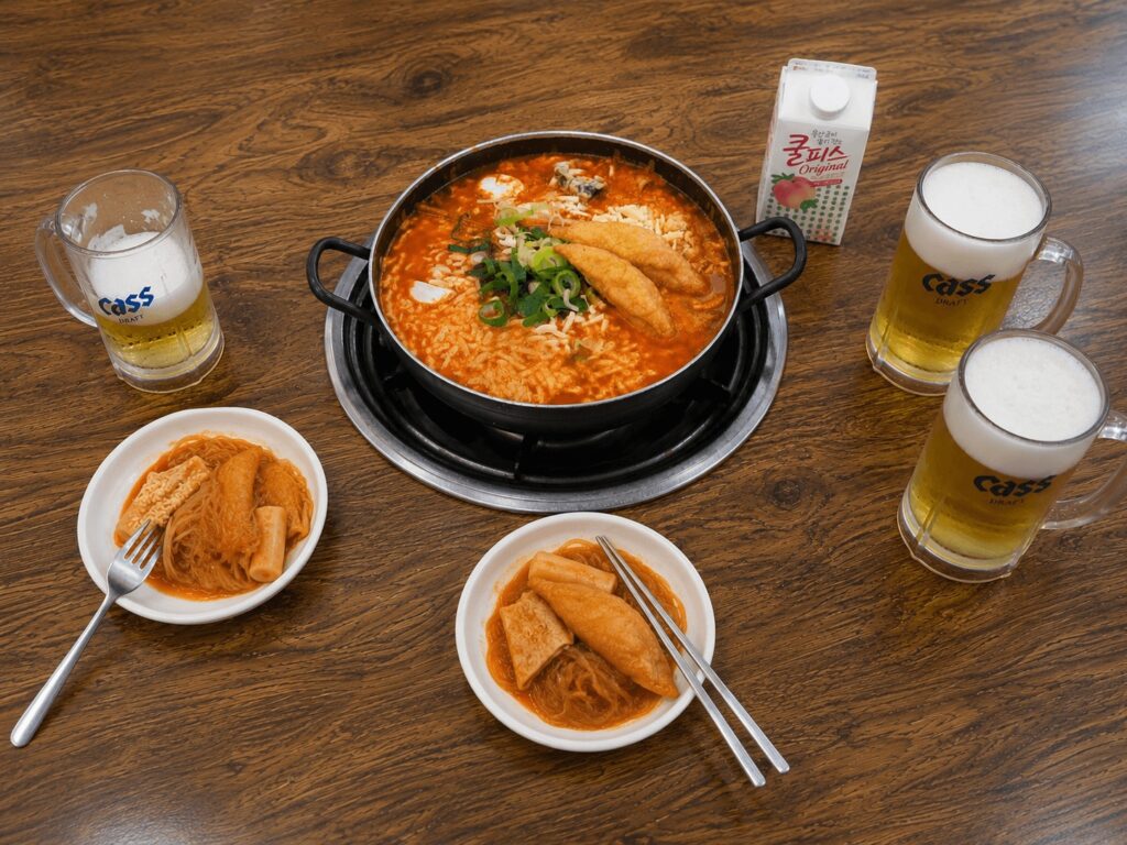 Korean Instant Tteokbokki with Beer at Coyaco