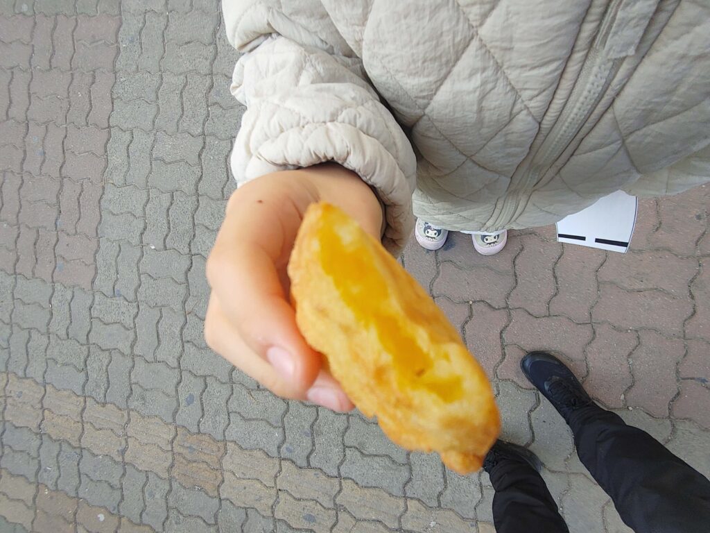 Close-up of creamy custard bungeoppang in Seoul Korea