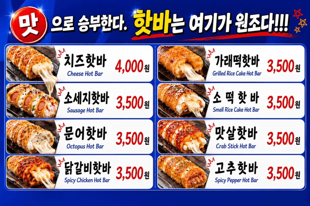 Dongdaemun Korean hot bar menu with prices