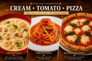 Italian pasta and pizza dishes at a restaurant near Gwanghwamun in Jongno Seoul