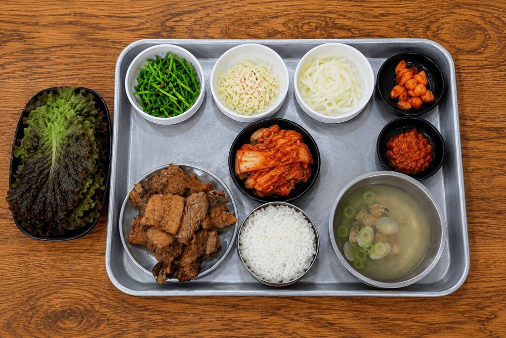 Traditional Korean pork bulgogi tray meal in Jongno Seoul