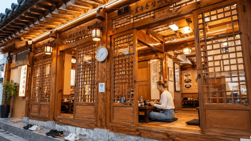 Traditional Korean restaurant interior in Jongno Seoul