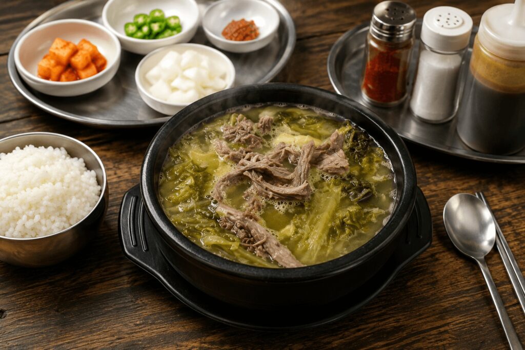 Korean beef bone haejangguk at Daehwajeong near Dongdaemun Seoul
