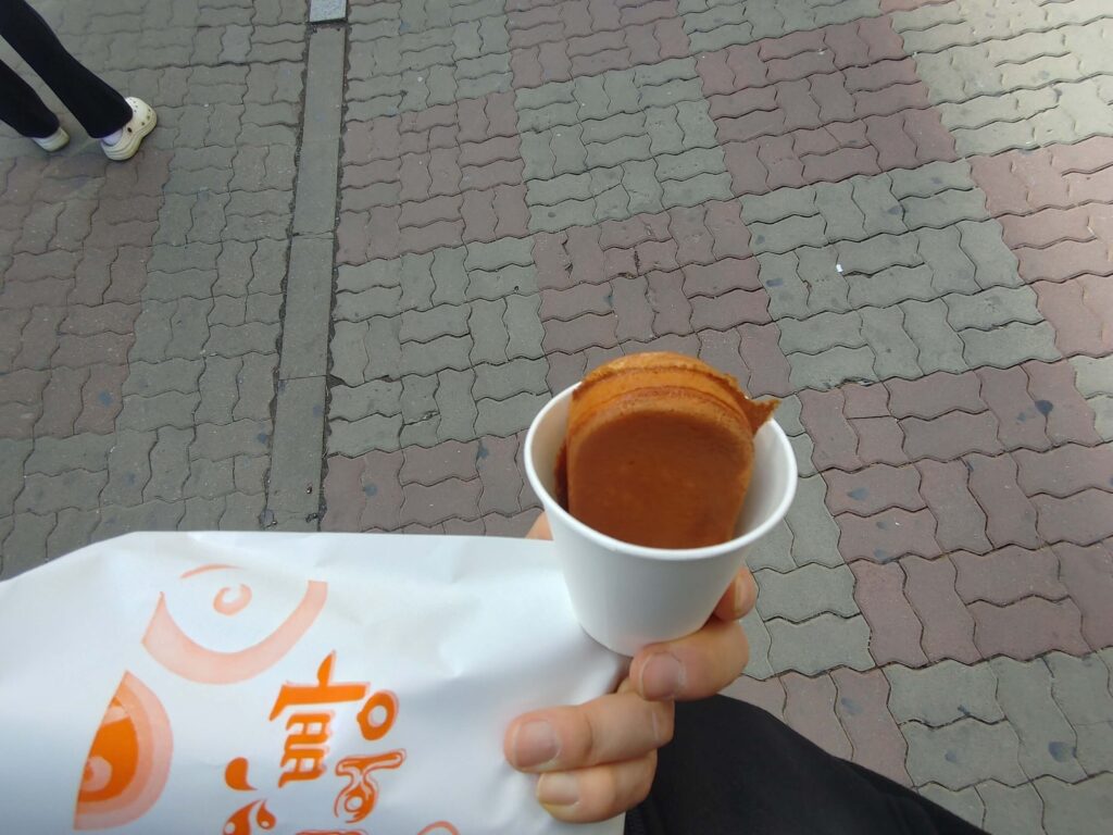 Korean egg bread street snack with egg filling in Seoul