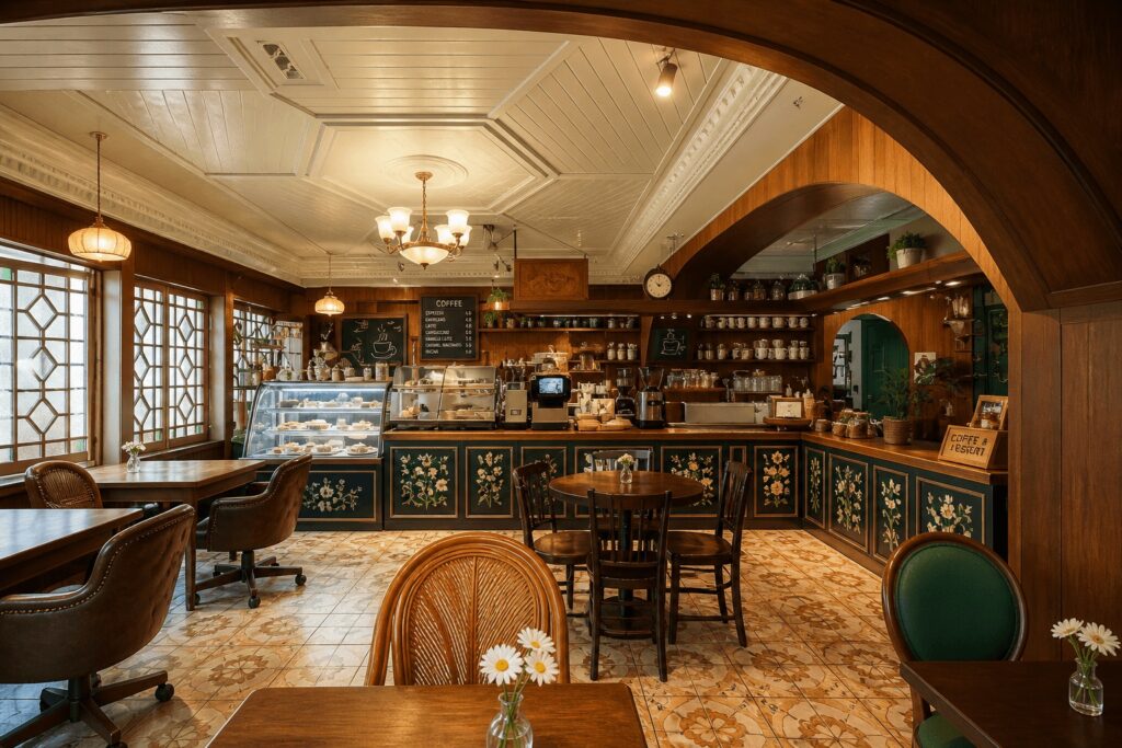 Vintage cafe atmosphere at Coffee Hanyakbang Hyehwa