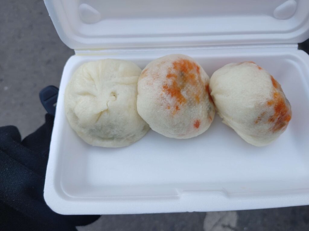 6 pieces of wang mandu dumplings in takeaway box Jongno Seoul street food