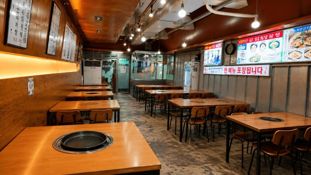 Interior of Dokkaebi Bulgogi restaurant in Seoul