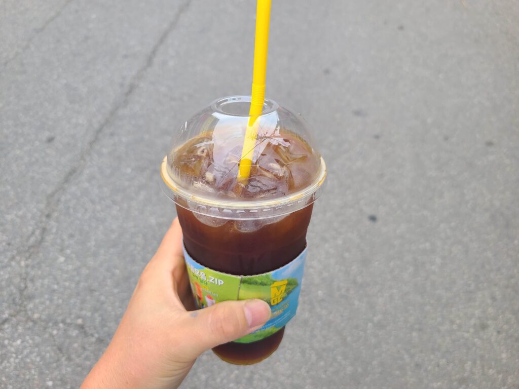 Iced Americano from Mega Coffee while walking around