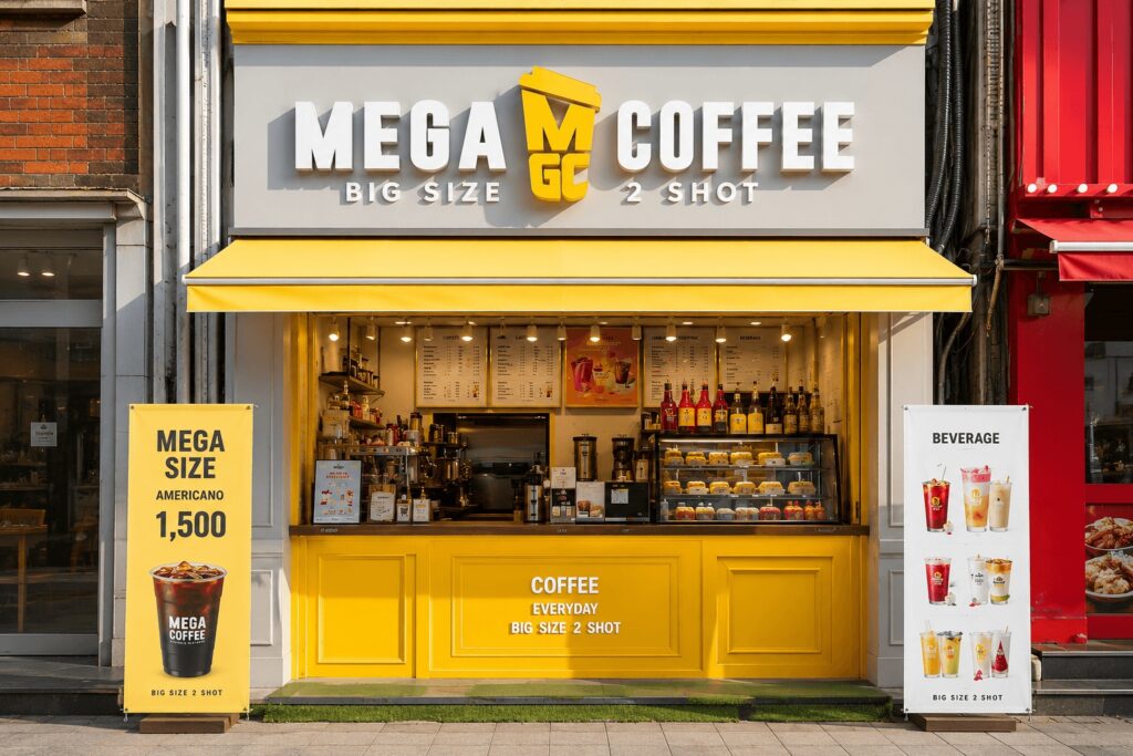 Mega Coffee storefront near Dongdaemun in Seoul