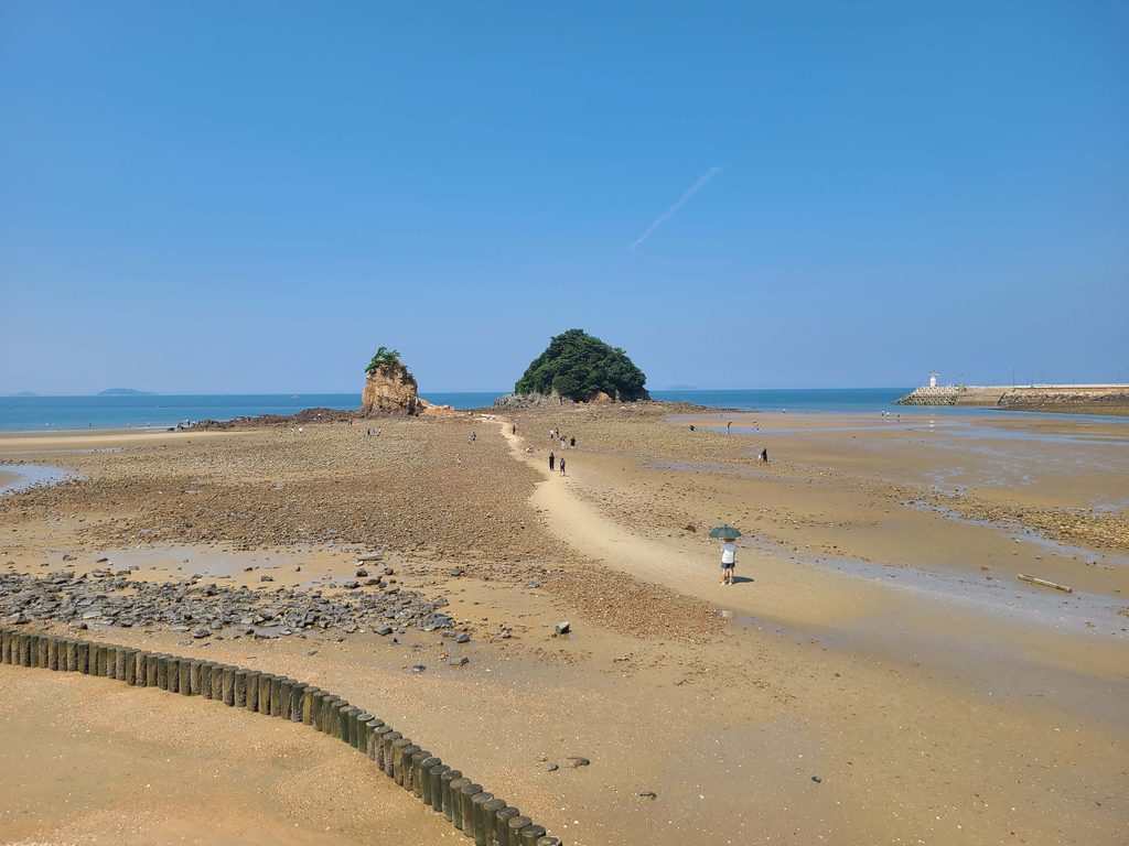 Exposed tidal flat at Kkotji Beach in Taean South Korea