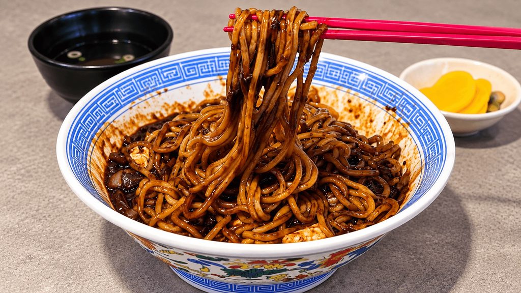 Korean jajangmyeon noodles with black bean sauce