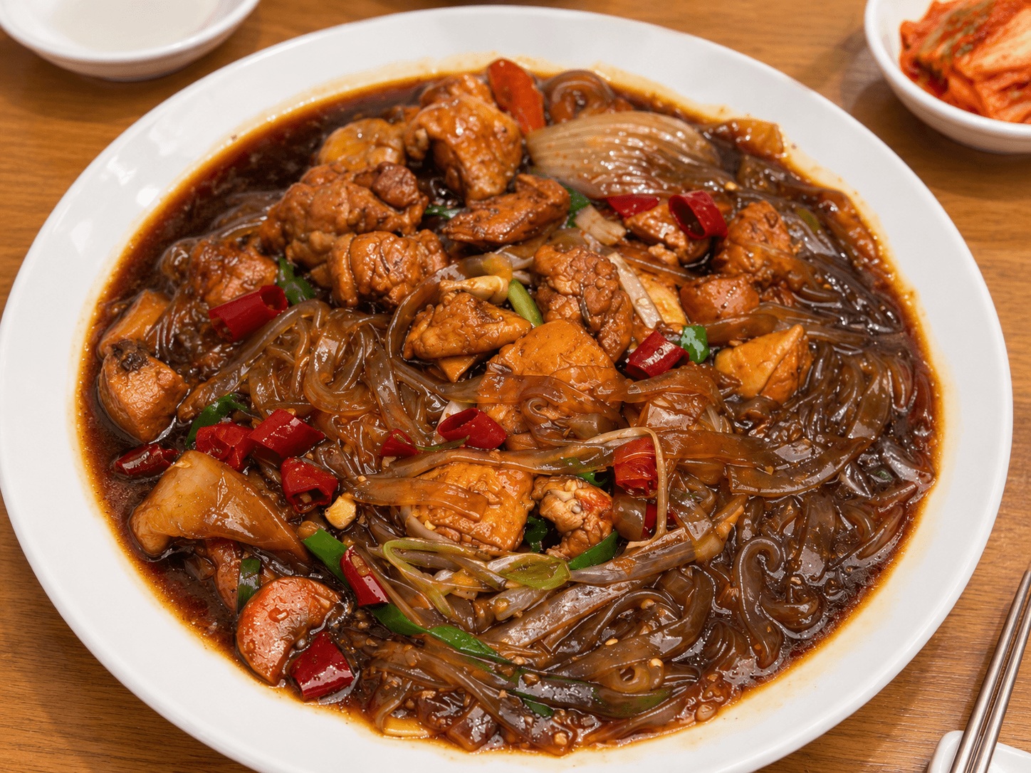 Korean jjimdak with braised chicken and glass noodles