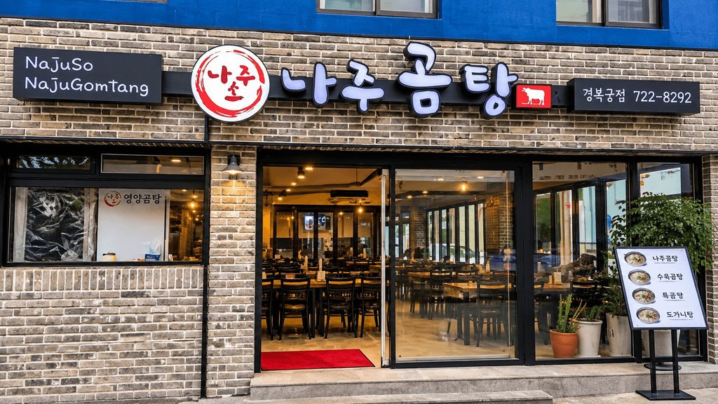 Exterior of Naju Gomtang restaurant in Seoul