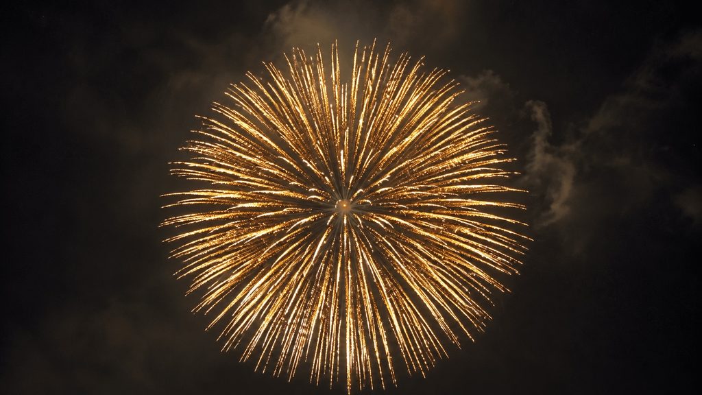 Golden firework burst during the Seoul International Fireworks Festival