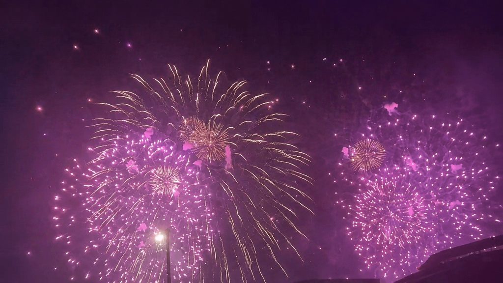 Purple fireworks at the Seoul International Fireworks Festival