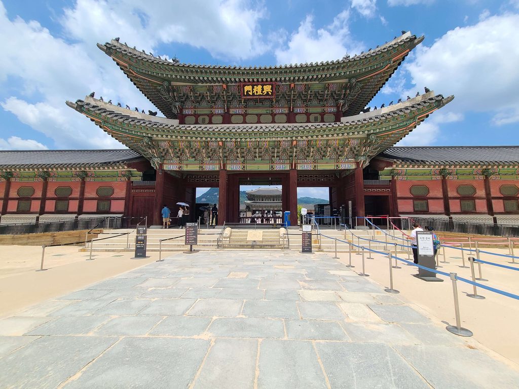Heungnyemun Gate at Gyeongbokgung Palace, a historic royal palace and popular tourist attraction in Seoul