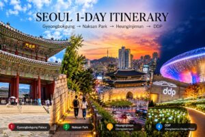 Seoul 1-day walking itinerary from Gyeongbokgung Palace through Naksan Park and Heunginjimun to Dongdaemun DDP